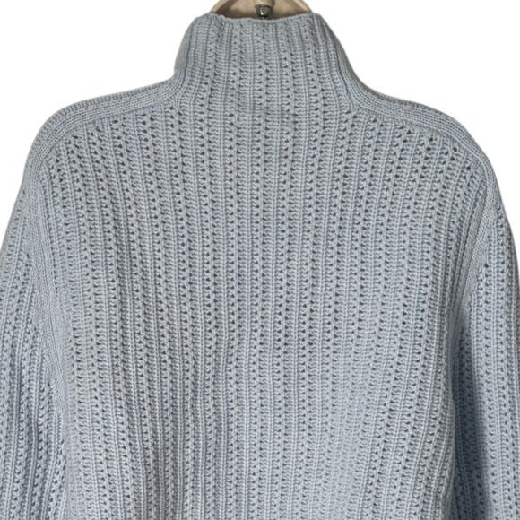NWT Madewell Pointelle Stitch Mockneck Sweater Heather Pale Dawn Light Blue XXS - Picture 10 of 10